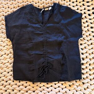 Joie black linen blouse